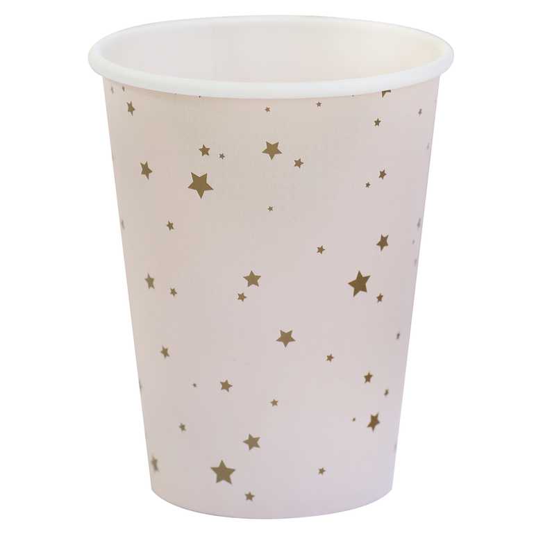 Princess Theme Pink & Gold Stars Paper Party Cup