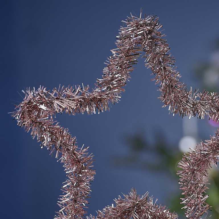 Pink Tinsel Christmas Tree Star Topper