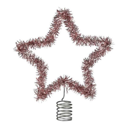 Pink Tinsel Christmas Tree Star Topper