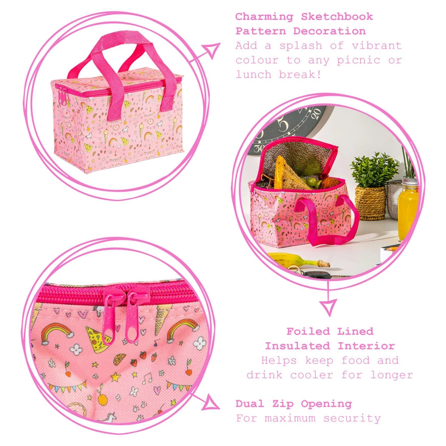 Pink Party Food Mini Lunch Box Insulated Bag