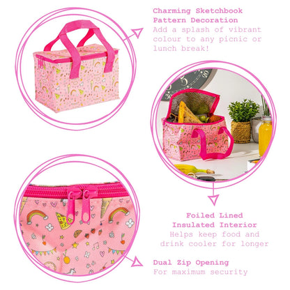 Pink Party Food Mini Lunch Box Insulated Bag