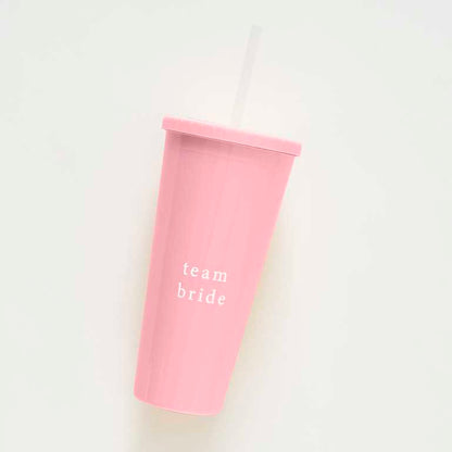 Pink Reusable Team Bride Hens Party Drink Cup with Straw