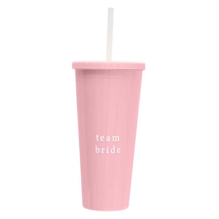 Pink Reusable Team Bride Hens Party Drink Cup with Straw