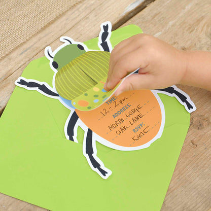 Pop Out Bug & Insect Beetle Birthday Party Invitations