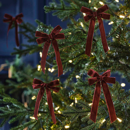 Red Velvet Christmas Tree Ribbon Decorations