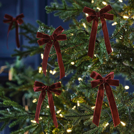 Red Velvet Christmas Tree Ribbon Decorations