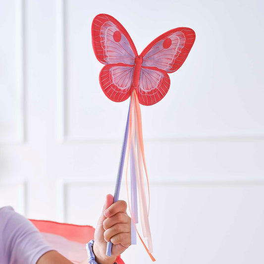 Red & Lilac Kids butterfly Costume Wand