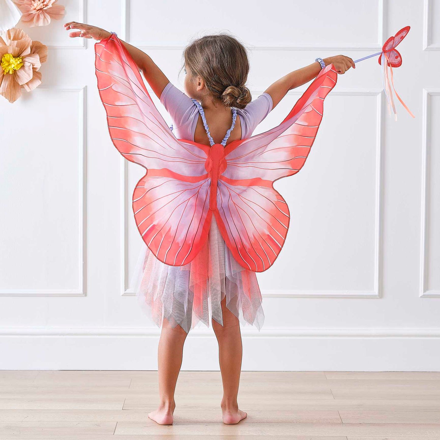 Red & Lilac Kids butterfly Costume Wand