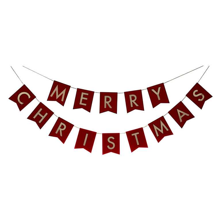 Red Velvet Merry Christmas Banner Bunting Decoration