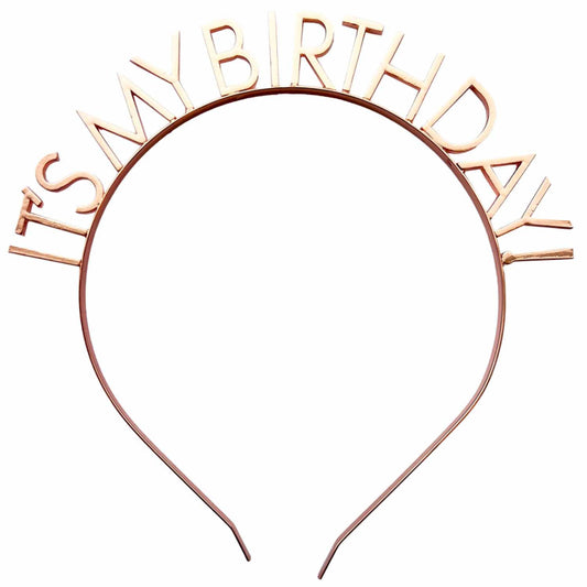 Rose Gold It's My Birthday Party Headband Crown