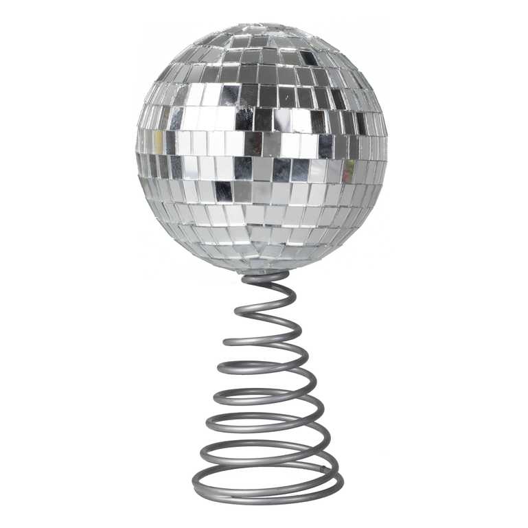 Silver Disco Ball Christmas Tree Star Topper Decoration