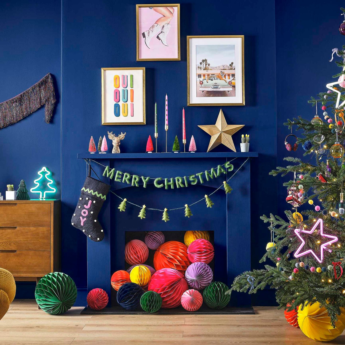 Green Felt Merry Christmas Bunting Banner