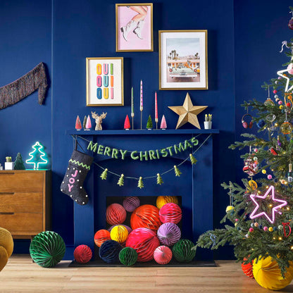 Green Felt Merry Christmas Bunting Banner