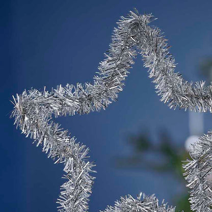 Silver Tinsel Christmas Tree Star Topper