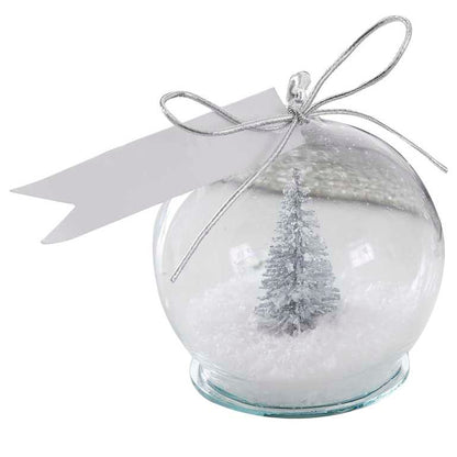 Silver Christmas Tree Snow Globe Name Place Card Holder