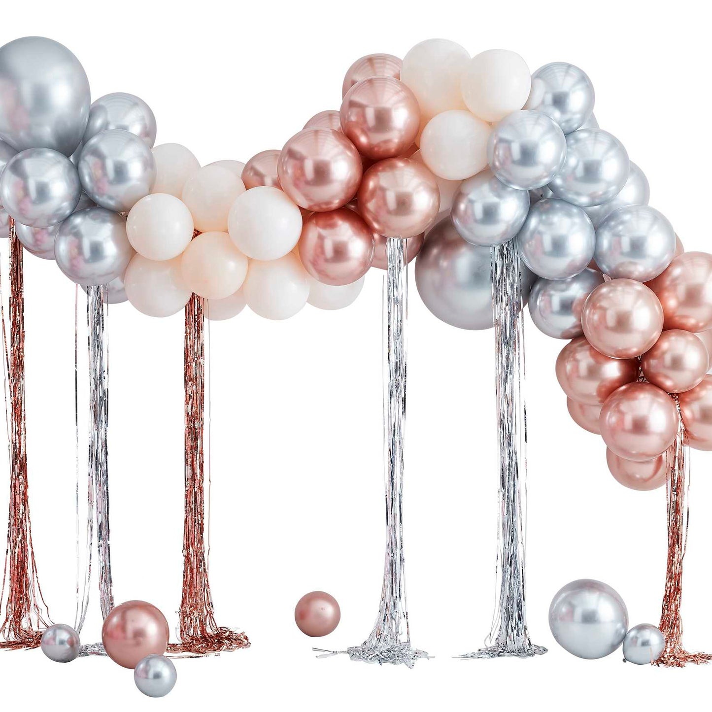 Mixed Metallics Gold, SIlver 7 Rose Gold Balloon Garland Kit With Streamers