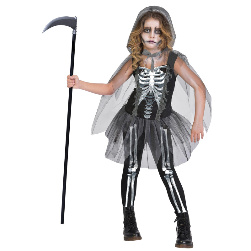 skeleton reaper grim halloween costume girls kids outfit dress up party 