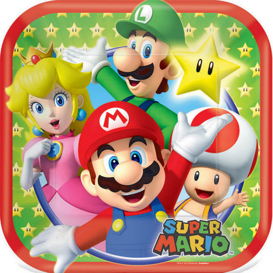 Small Super Mario Bros Character Paper Party Plates Pk 8