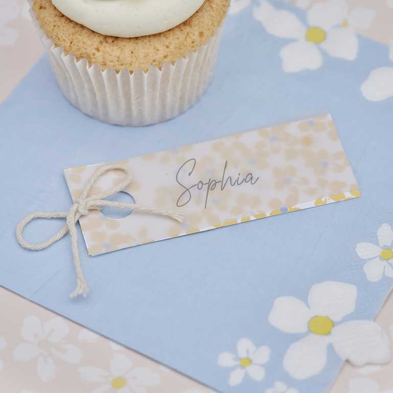 spring floral flower garden party theme guest name place cards