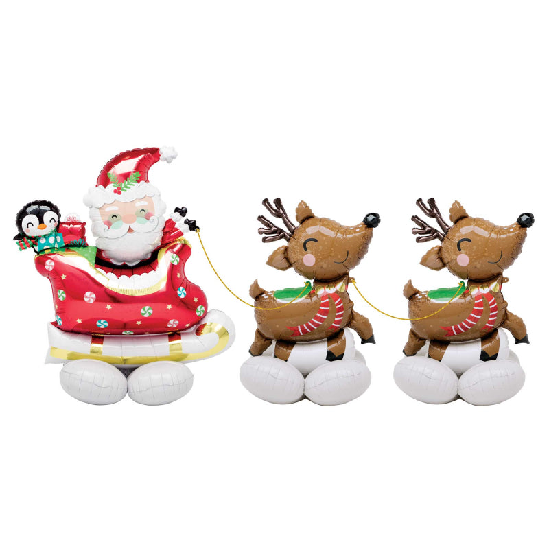 Standing Christmas Santa Sleigh House Balloon Decoration