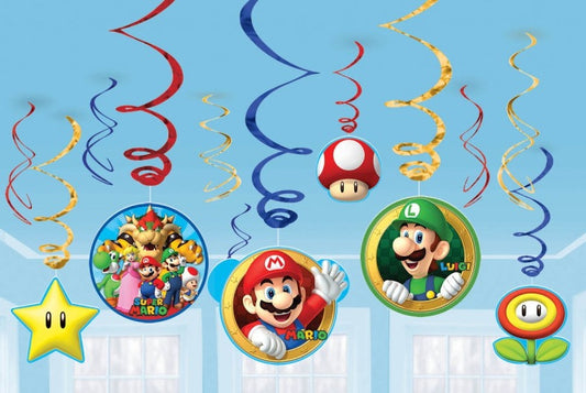 Super Mario Bros Swirl Party Decorations