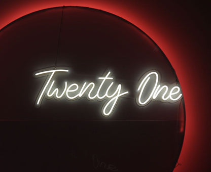 White Twenty One 21st Birthday Neon Sign