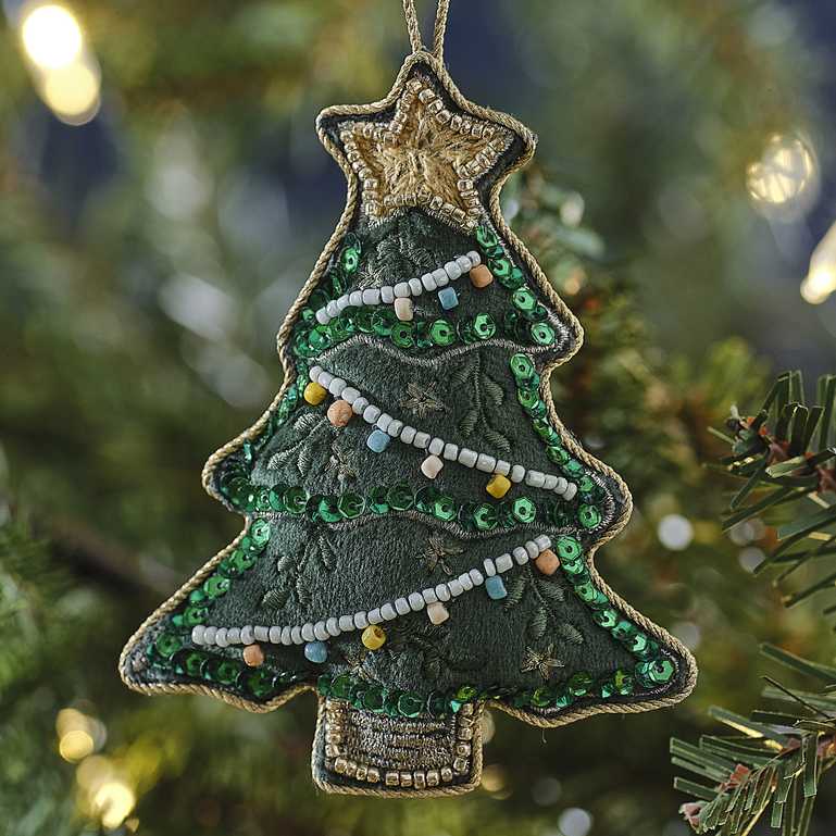 Velvet Beaded Christmas Tree Ornament Decoration