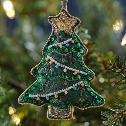 Velvet Beaded Christmas Tree Ornament Decoration