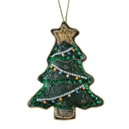 Velvet Beaded Christmas Tree Ornament Decoration