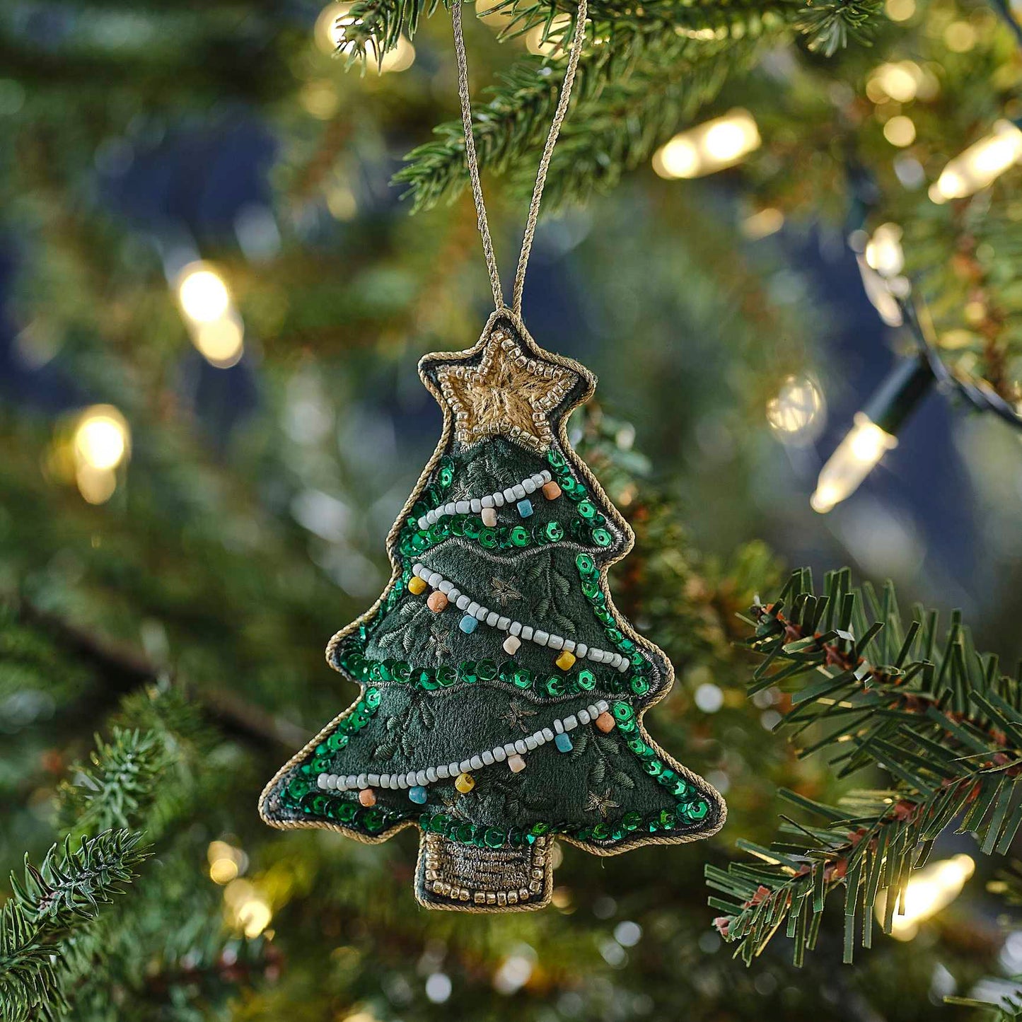 Velvet Beaded Christmas Tree Ornament Decoration