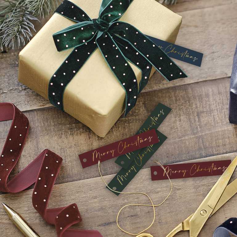 Velvet Christmas Ribbon & Gift Tags Set