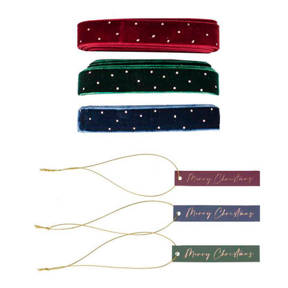 Velvet Christmas Ribbon & Gift Tags Set