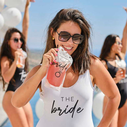 The Bride Hens Party Bachelorette Drinking Pouch With Straw