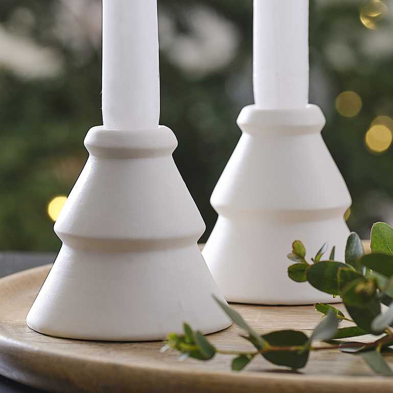 white ceramic christmas tree candle holders decoration