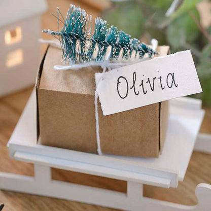 White Christmas Sleigh Name Place Cards