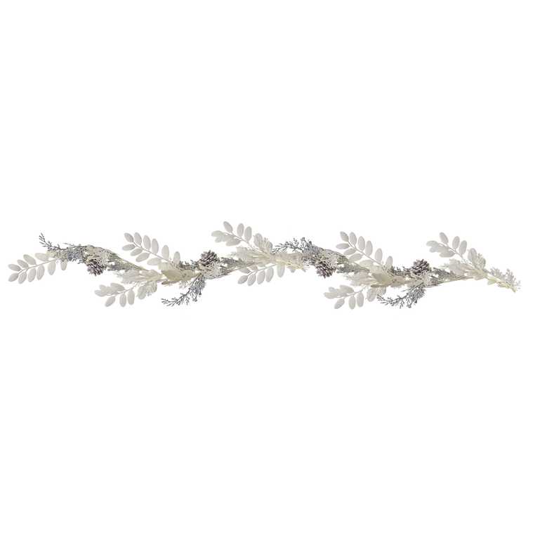 White and Silver Berry Foilage Christmas Fireplace Garland Decoration