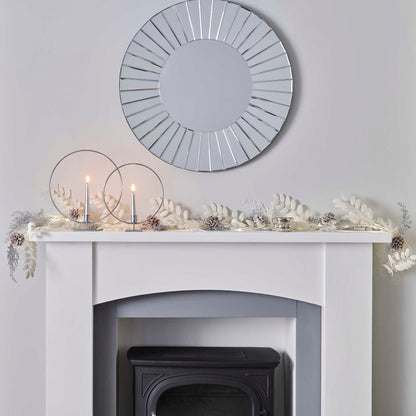 White and Silver Berry Foilage Christmas Fireplace Garland Decoration