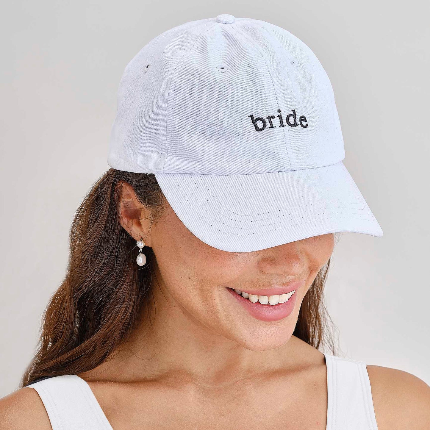 White Bride Embroidered Hens Party Cap Hat