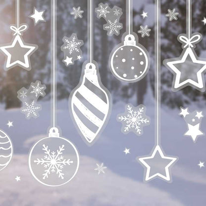 White Christmas Star, Bauble & Snowflake Window Sticker Decoration