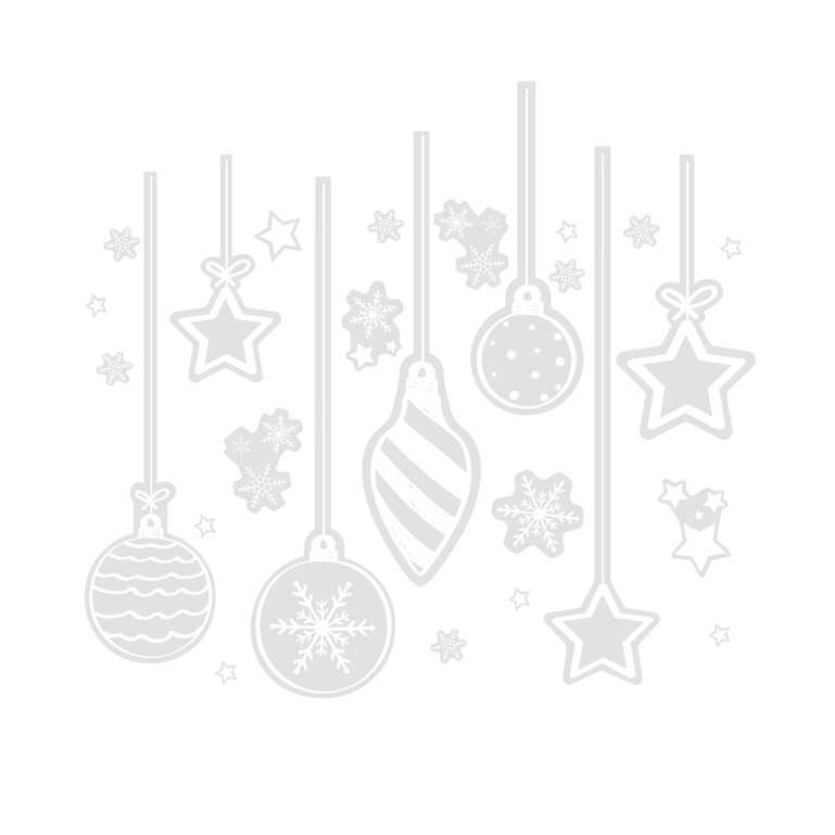 White Christmas Star, Bauble & Snowflake Window Sticker Decoration