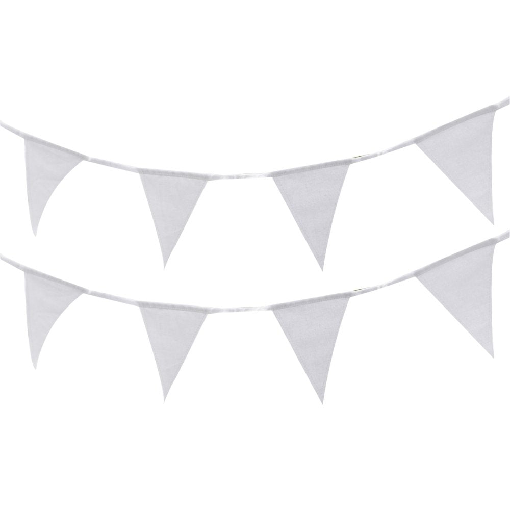 White Fabric Triangle Wedding Bunting