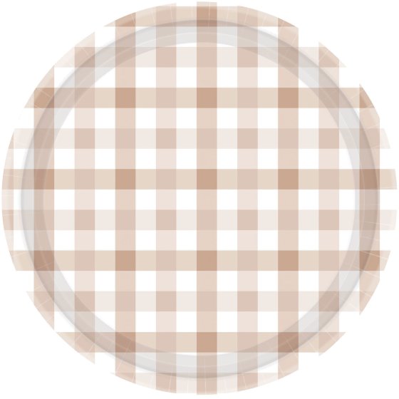 White Sand Gingham Teddy Paper Party Plates Pk 8