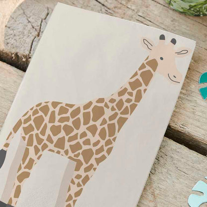 wild animal jungle safari giraffe paper birthday party napkins serviettes for kids