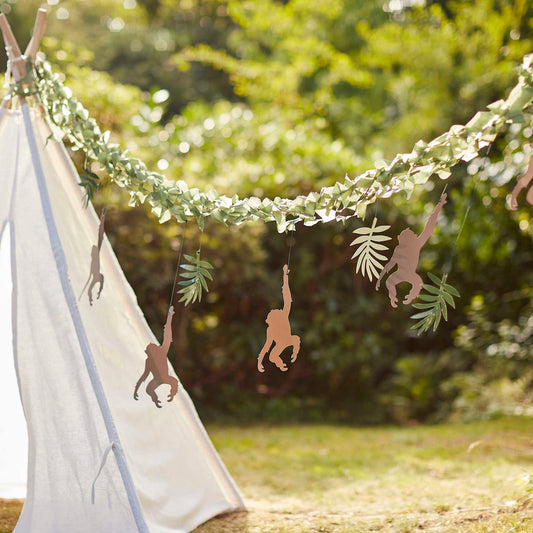 Wild Monkey & Leaf Jungle Party Backdrop Bunting