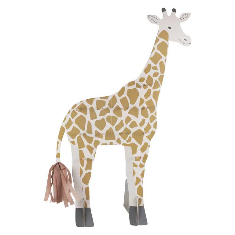 Giraffe shaped doughbnut display stand for a wild animal jungle safari theme birthday party for kids