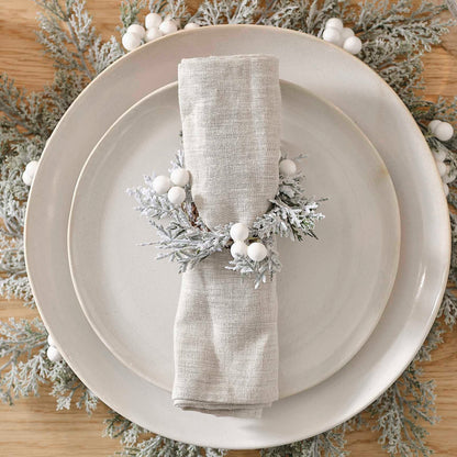 Winter Wonderland Snowy Foilage Berries Napkin RIngs Pk 4