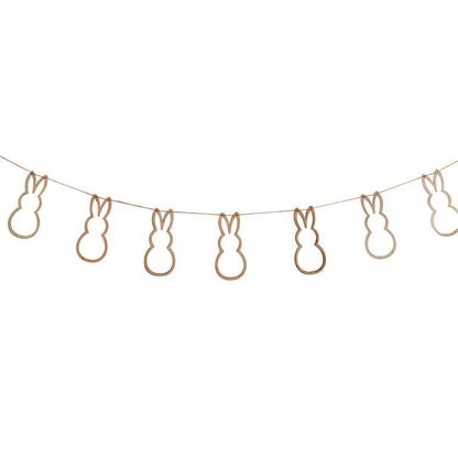 Wooden Easter Bunny Hanging Bunting Banner Decoration