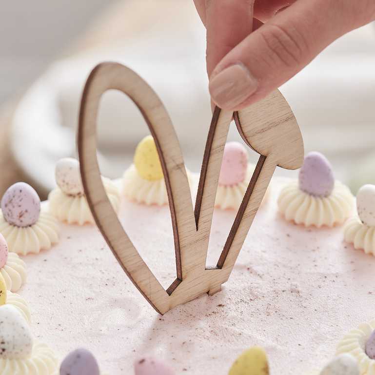 Wooden Easter Bunny Ears Cake Topper