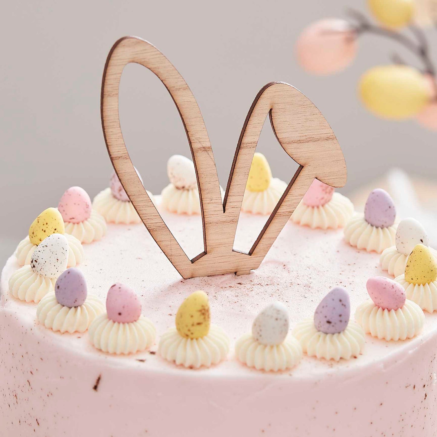 Wooden Easter Bunny Ears Cake Topper