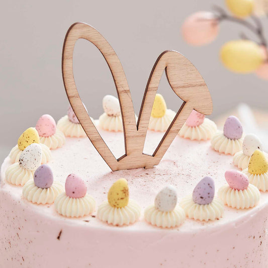 Wooden Easter Bunny Ears Cake Topper